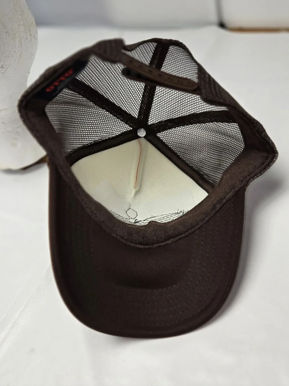 Otto Trucker Hat Western Boot Stitch Embroidered Design SnapBack Brown Mesh New
